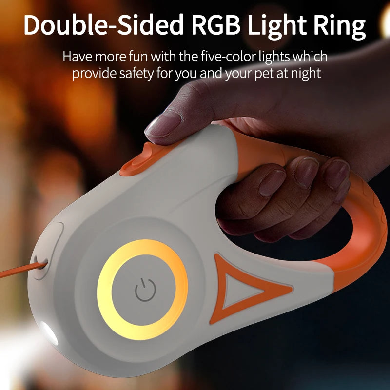 Correa retráctil automática luminosa para pasear perros.