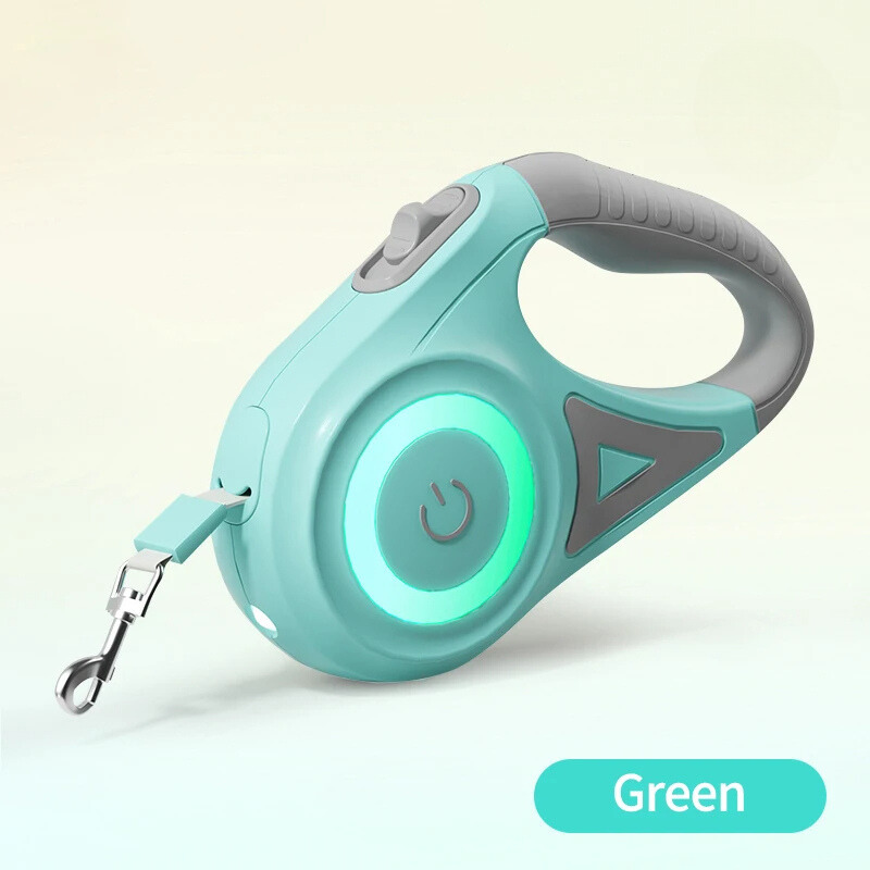 Correa retráctil automática luminosa para pasear perros.