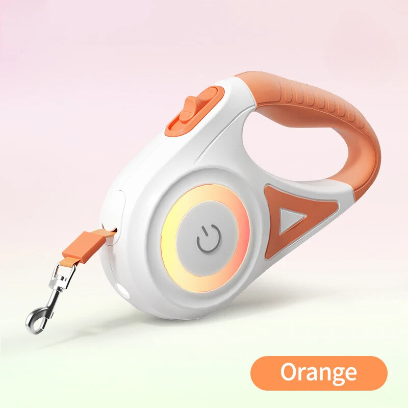 Correa retráctil luminosa para perros con linterna LED y anillo RGB