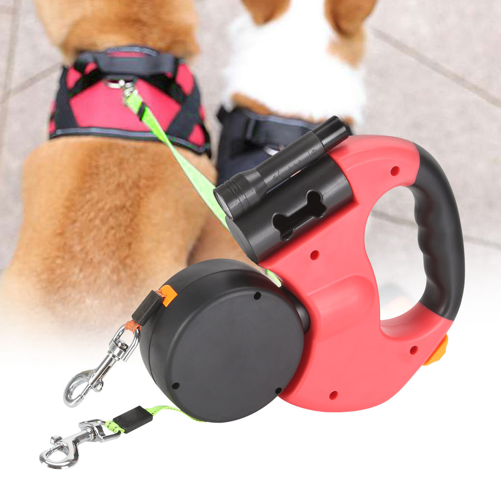 Correa retráctil para mascotas con luz.