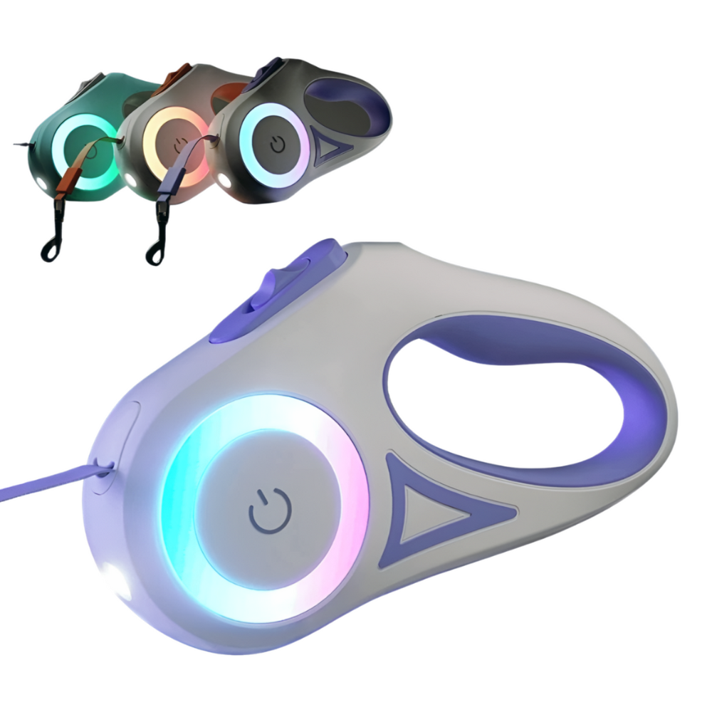 Correa retráctil automática luminosa para pasear perros.