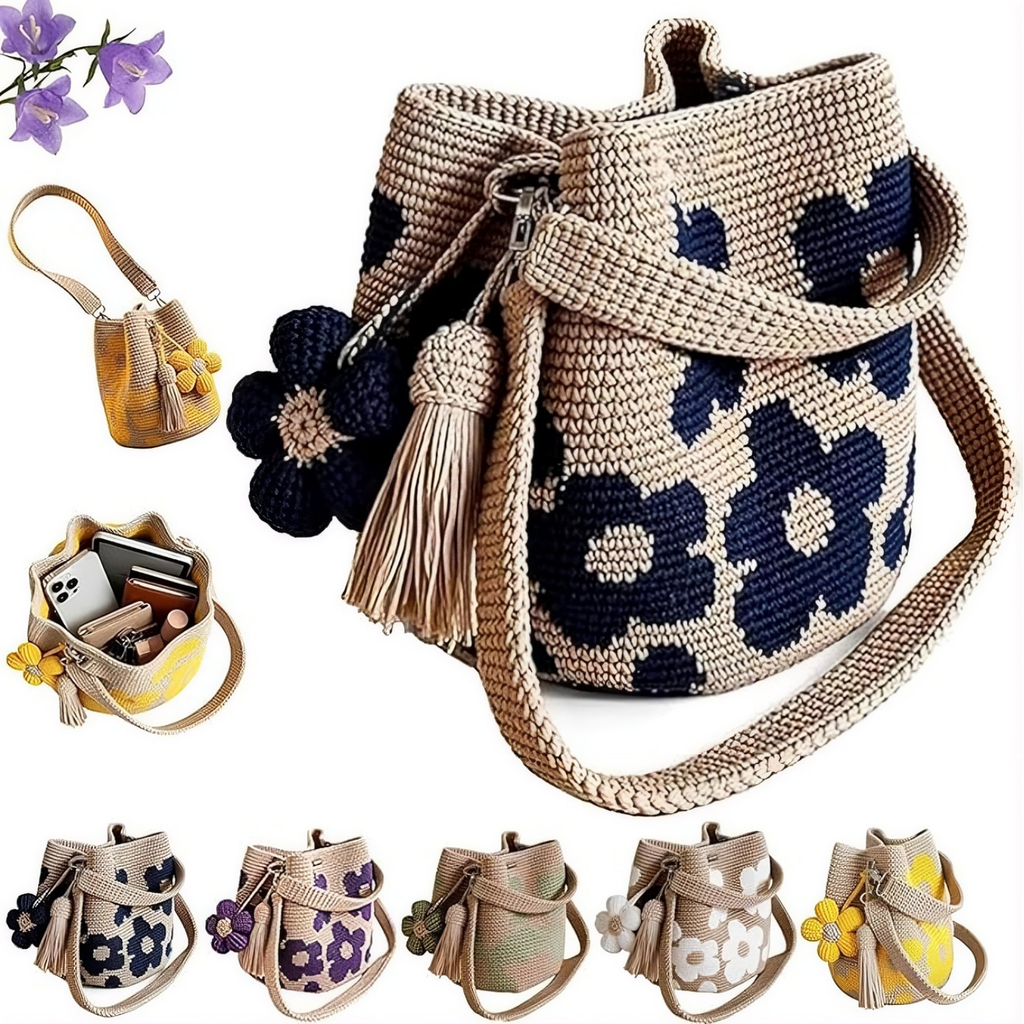 Bolso de flores de ganchillo, hecho a mano.