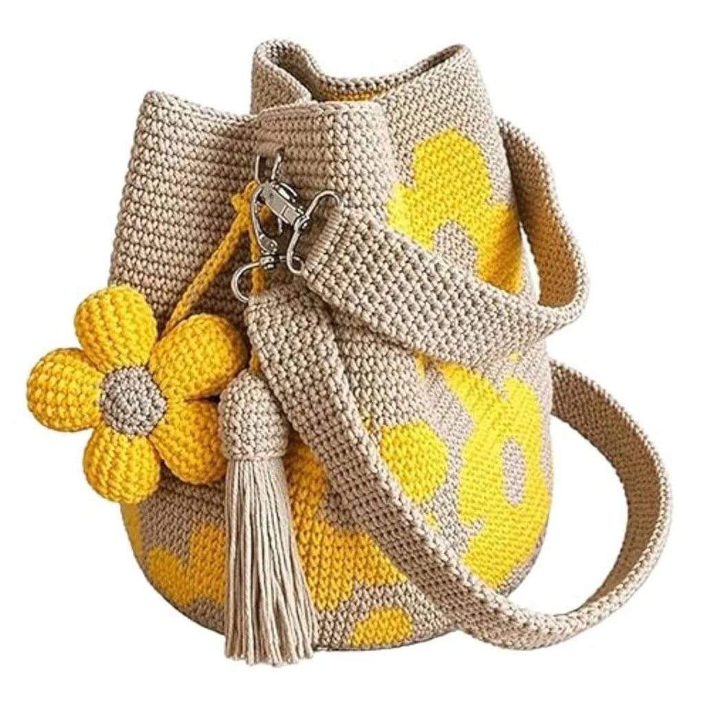 Bolso de flores de ganchillo, hecho a mano.