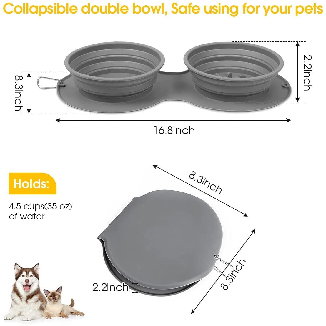 Comedero plegable de silicona para mascotas de alimentación lenta.