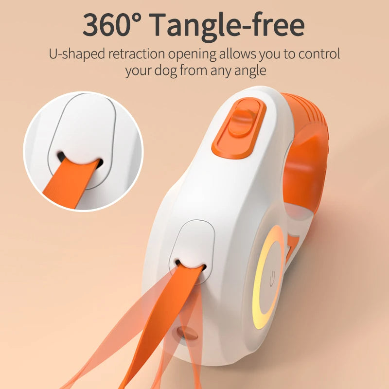 Correa retráctil automática luminosa para pasear perros.