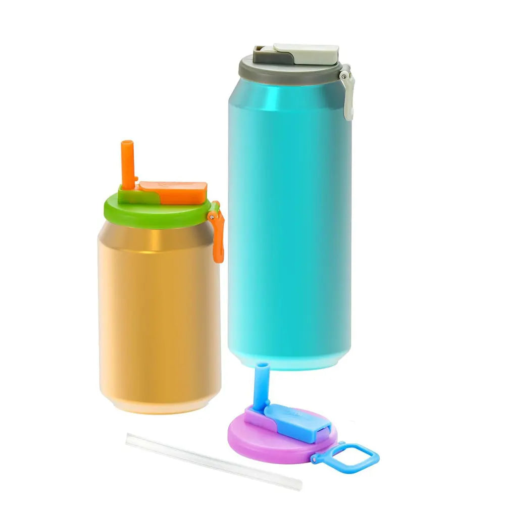 Tapa para lata de refresco con pajita.