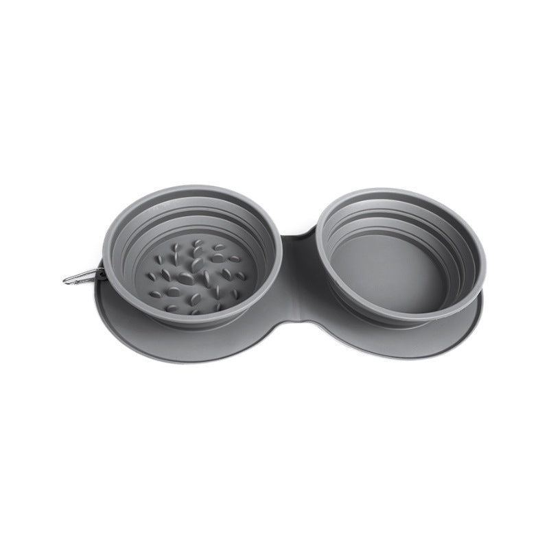 Comedero plegable de silicona para mascotas de alimentación lenta.