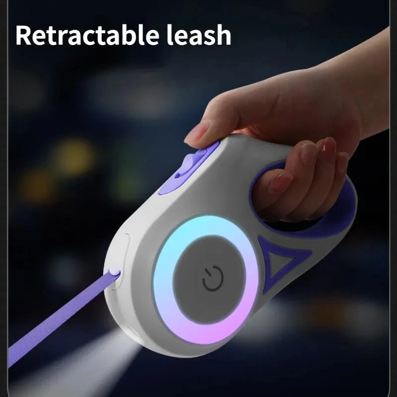 Correa retráctil automática luminosa para pasear perros.
