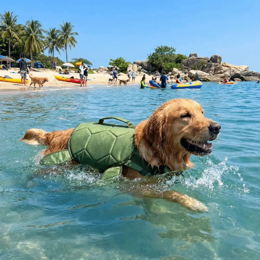 Chaleco salvavidas para perros ycon forma de tortuga