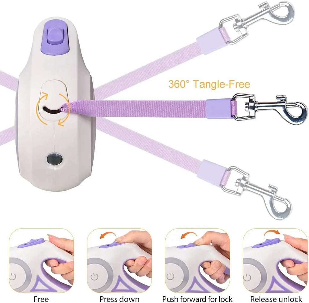 Correa retráctil automática luminosa para pasear perros.