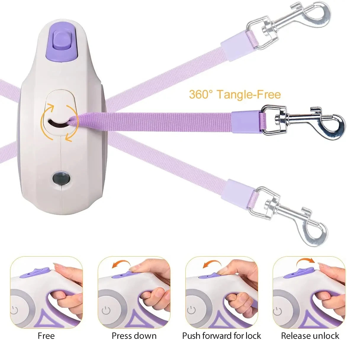 Correa retráctil automática luminosa para pasear perros.