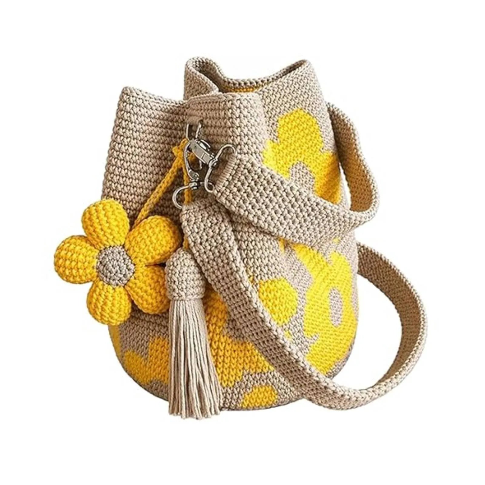 Bolso de flores de ganchillo, hecho a mano.